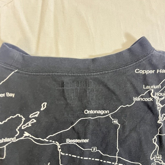 Vintage 90s American Crown Wisconsin All Over Print Map T Shirt Men Medium Black - Picture 6 of 9